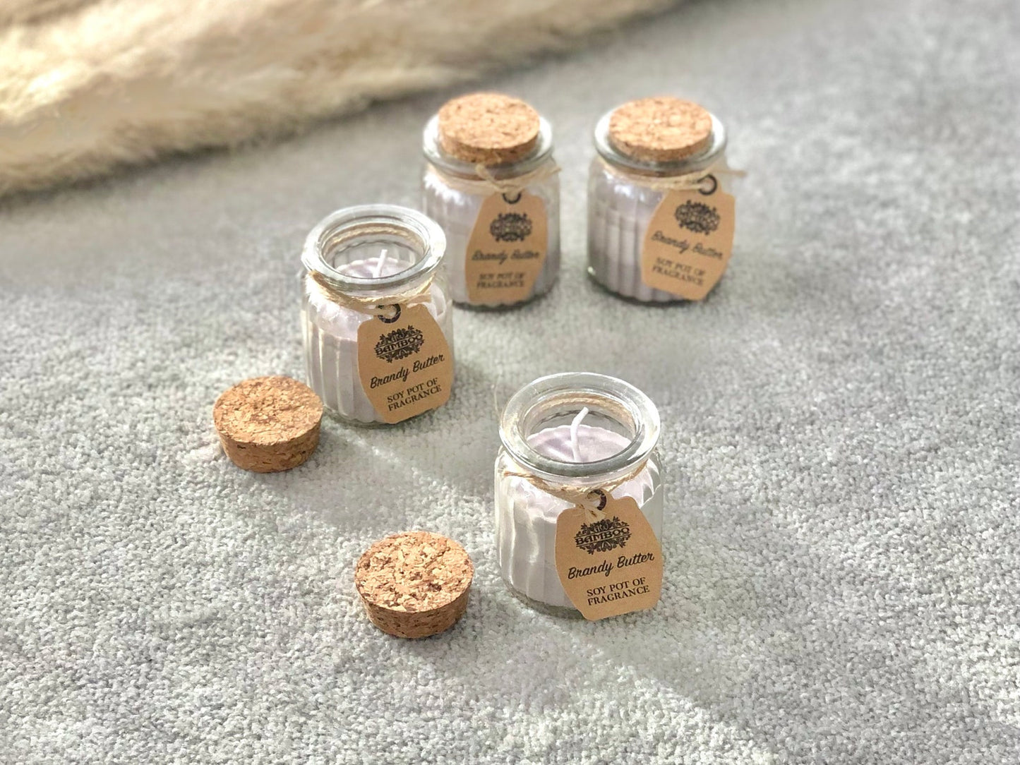 Brandy Butter Soy Wax Candles - Vegan Christmas  Gift Set - Mason Jar Votive Candles