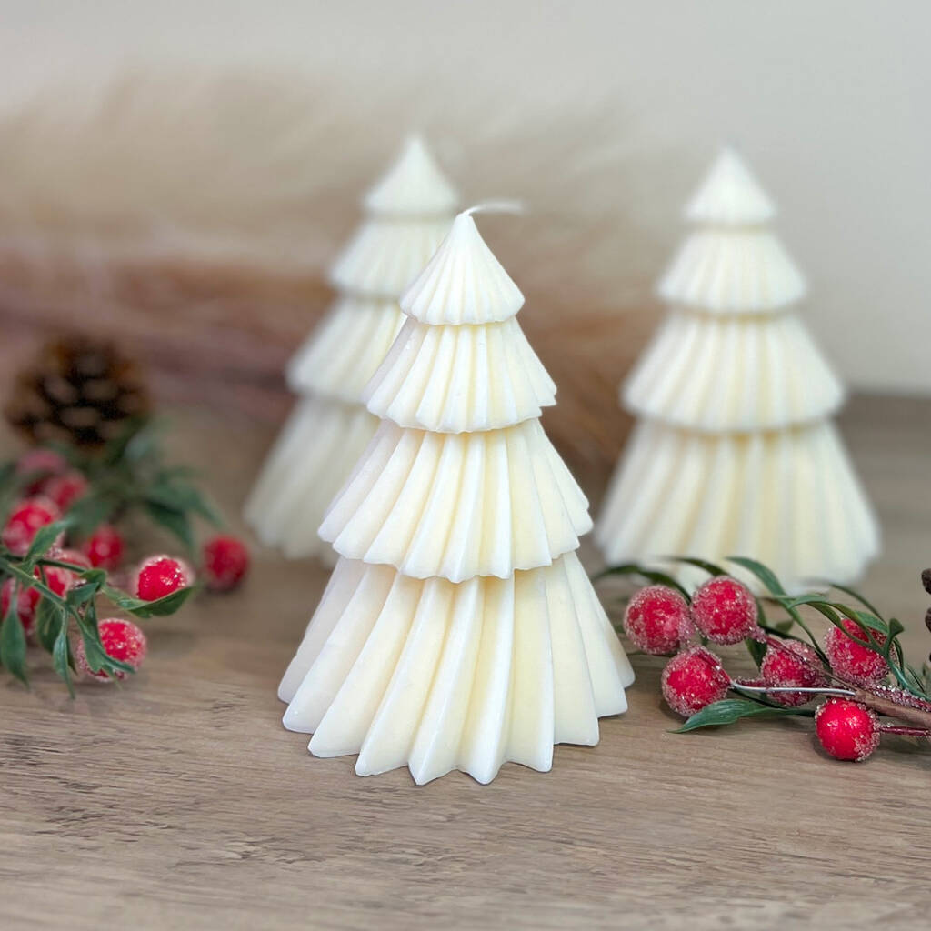 Swirly Christmas Tree Candles - Natural Soy Wax - Vegan Christmas Candle