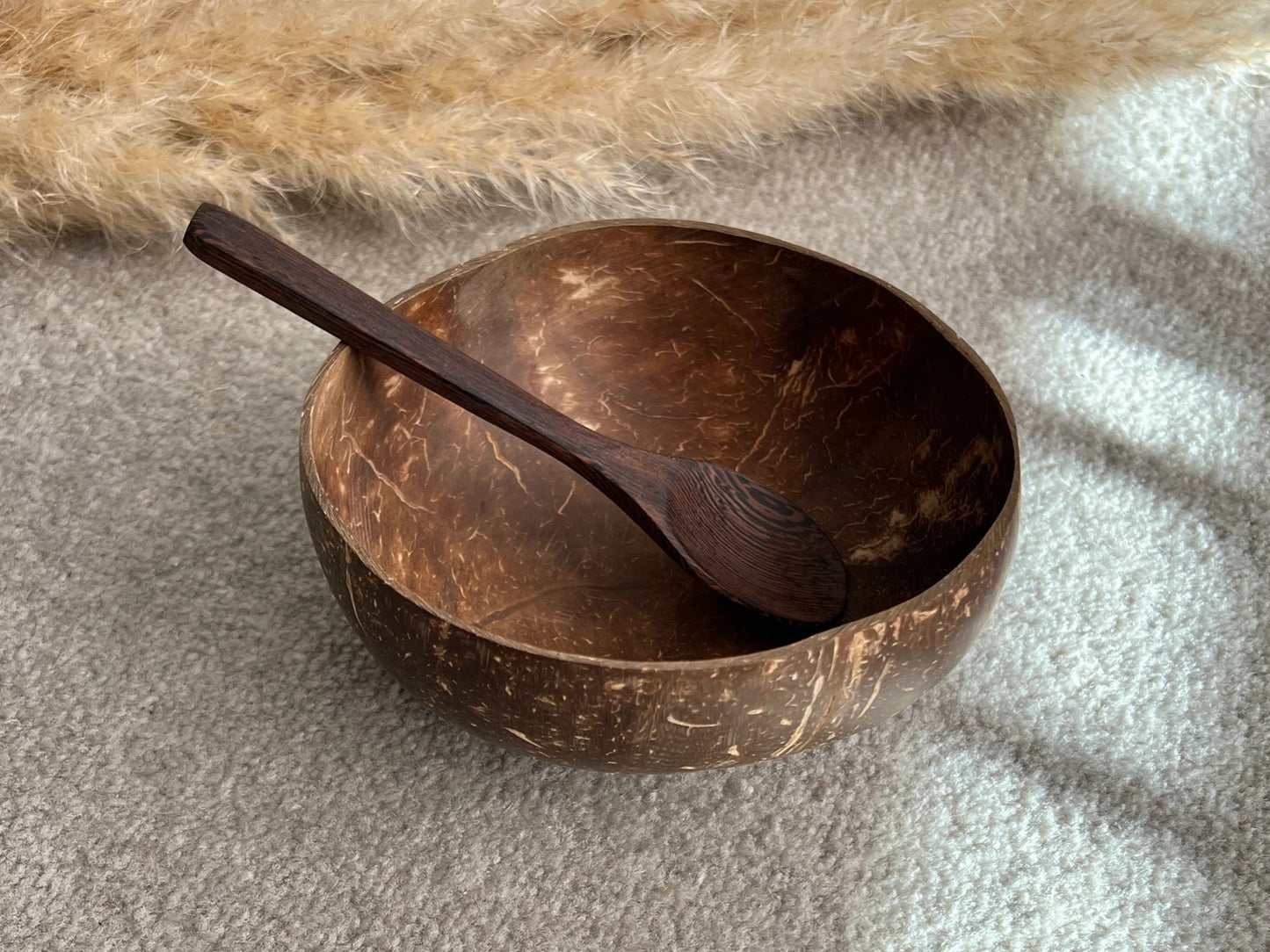 Sustainable Coconut Shell Cereal Bowl with Spoon- Eco Friendly Breakfast Bowls