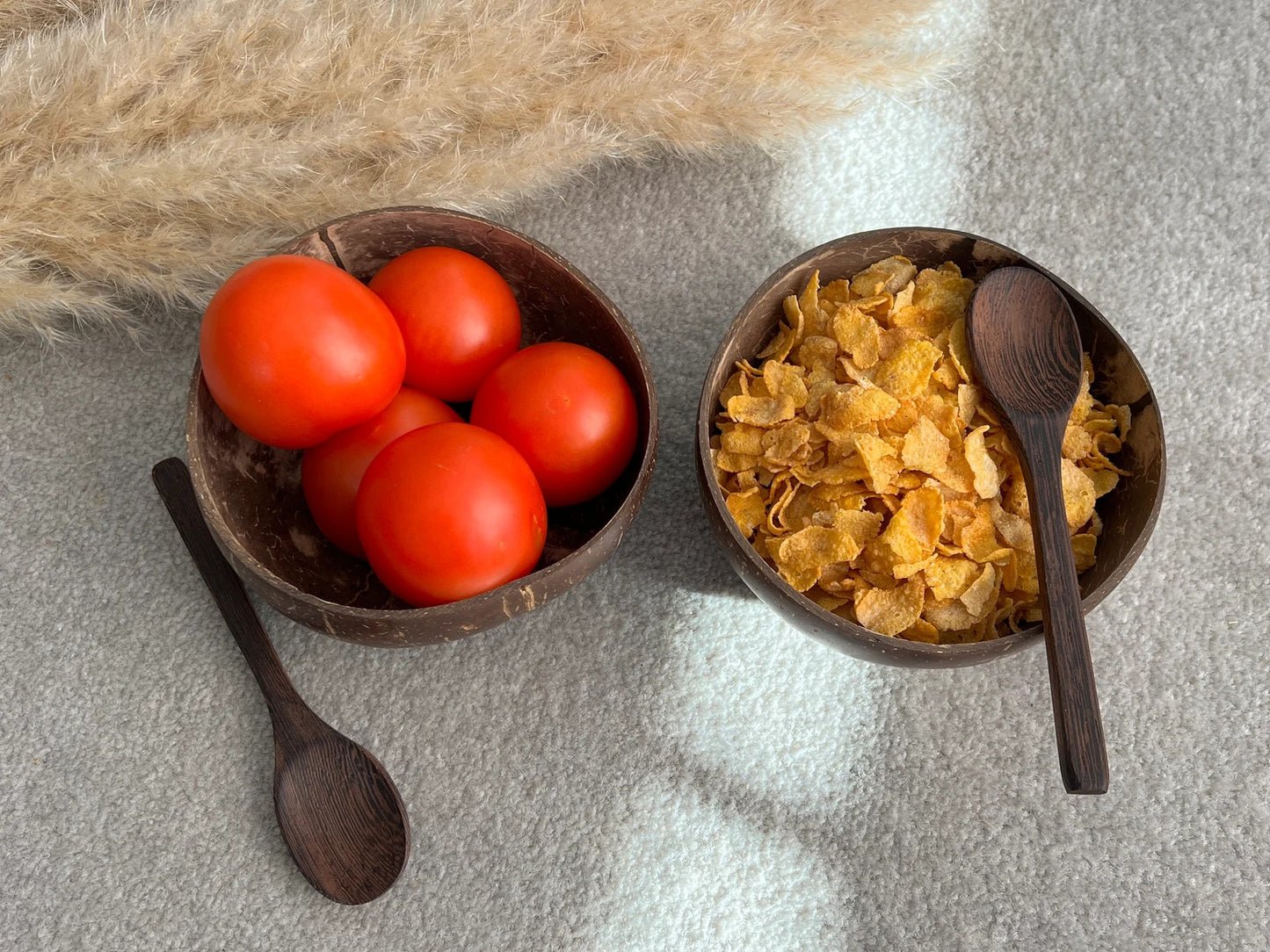 Sustainable Coconut Shell Cereal Bowl with Spoon- Eco Friendly Breakfast Bowls