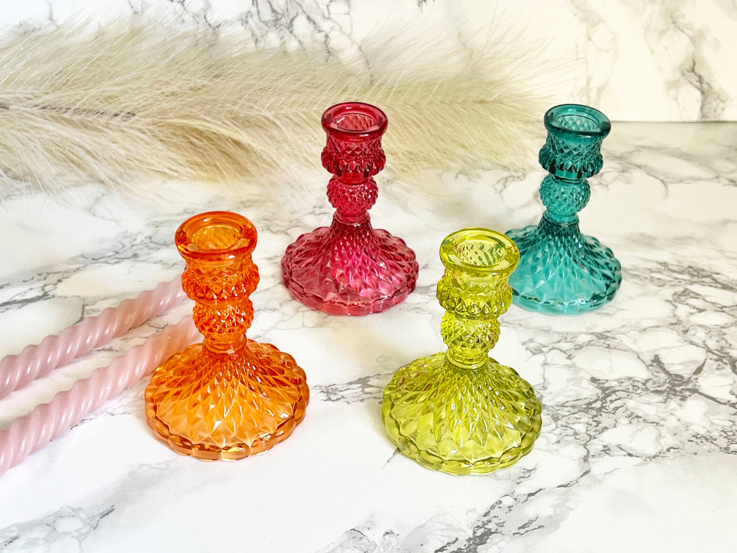 Vintage Glass Dinner Candle Holders