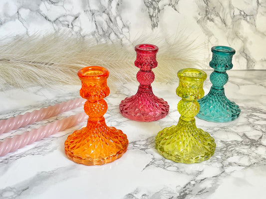 Vintage Glass Dinner Candle Holders