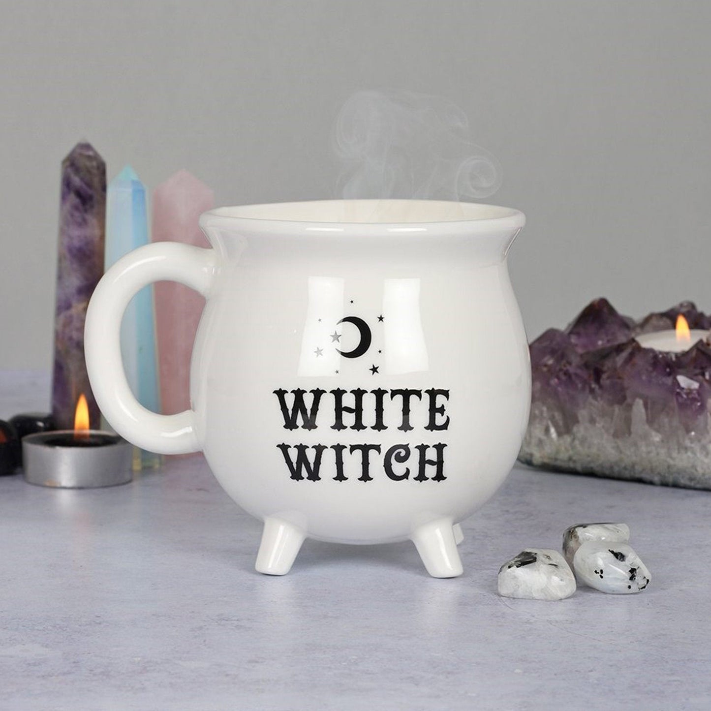 White Cauldron Mug - White Witch Mug - Gothic Gifts - Halloween