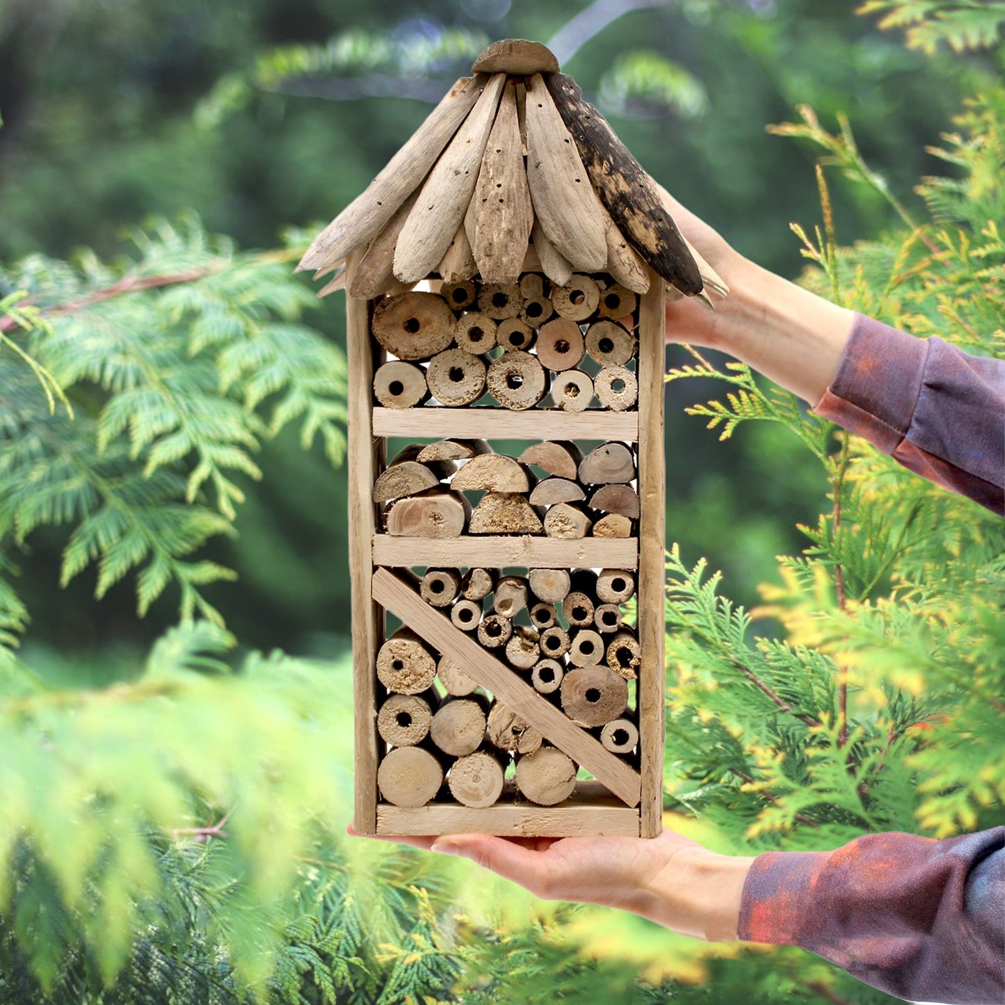 Driftwood Hanging Bee Hotel / Insect Box / Bug Box  - Recycled Wood Insect Box For Garden - Garden Decor