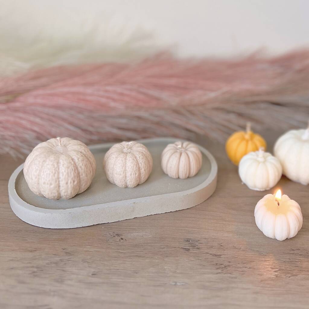 3 Decorative Orange Pumpkin Soy Candles - Halloween Home Decor