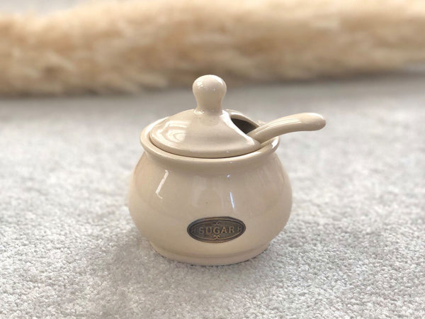 Stoneware Sugar Bowl with Lid and Creamer