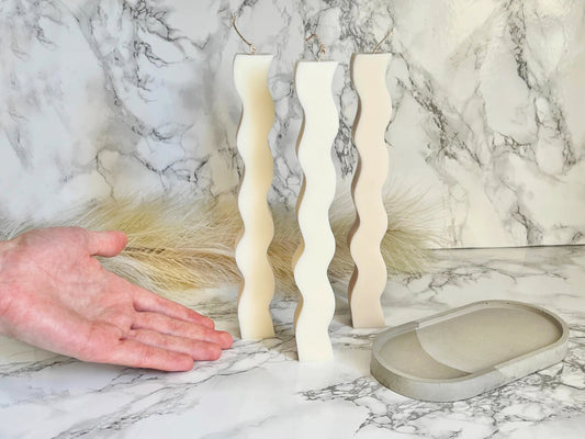 Wavy Soy Wax Pillar Candle - Tall Curvy Dinner Table Candles