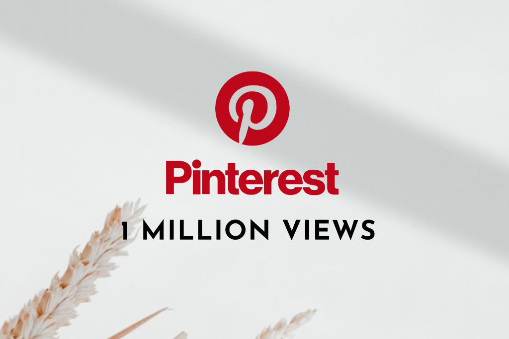 Pinterest logo with 1 million views written in black text.