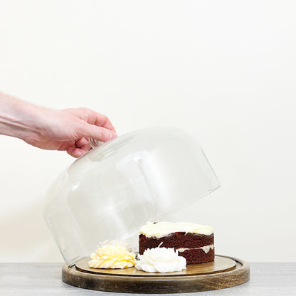 Wooden Cake Stand with Glass Dome - Gifts for Mum