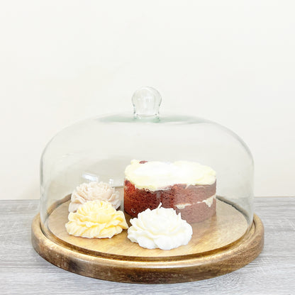 Wooden Cake Stand with Glass Dome - Gifts for Mum