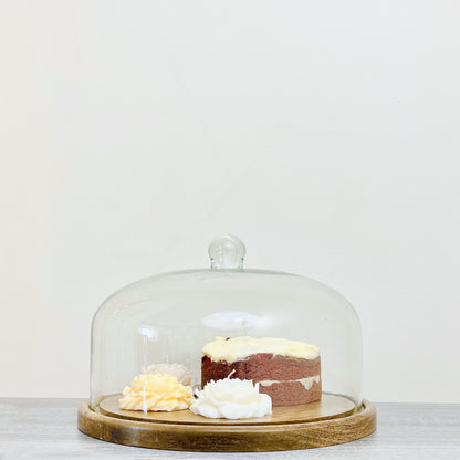 Wooden Cake Stand with Glass Dome - Gifts for Mum