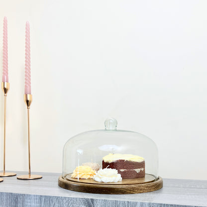 Wooden Cake Stand with Glass Dome - Gifts for Mum