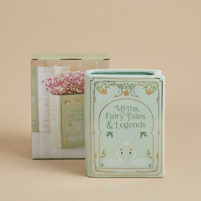 Green Book Shaped Flower Vase - Ceramic Flower Vase
