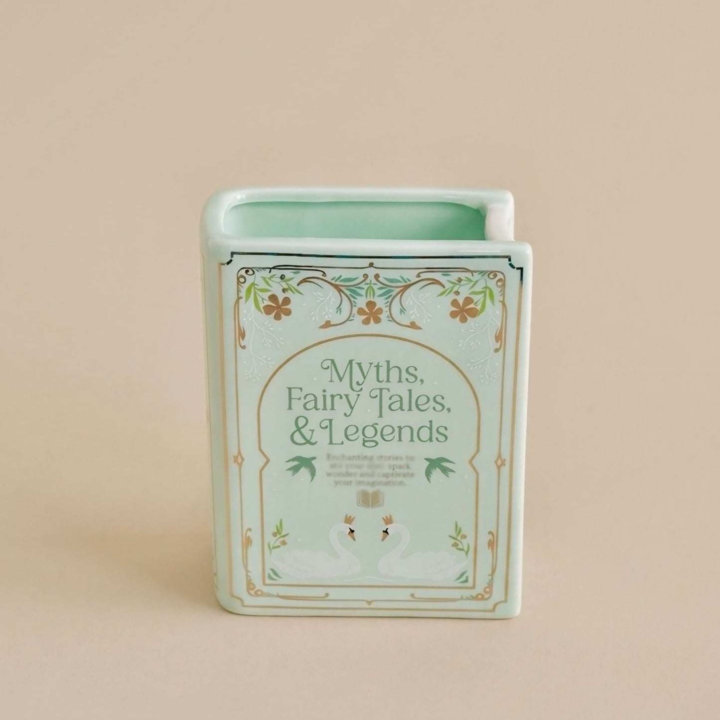 Green Book Shaped Flower Vase - Ceramic Flower Vase