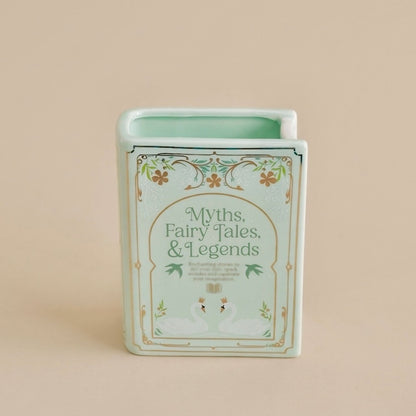 Green Book Shaped Flower Vase - Ceramic Flower Vase