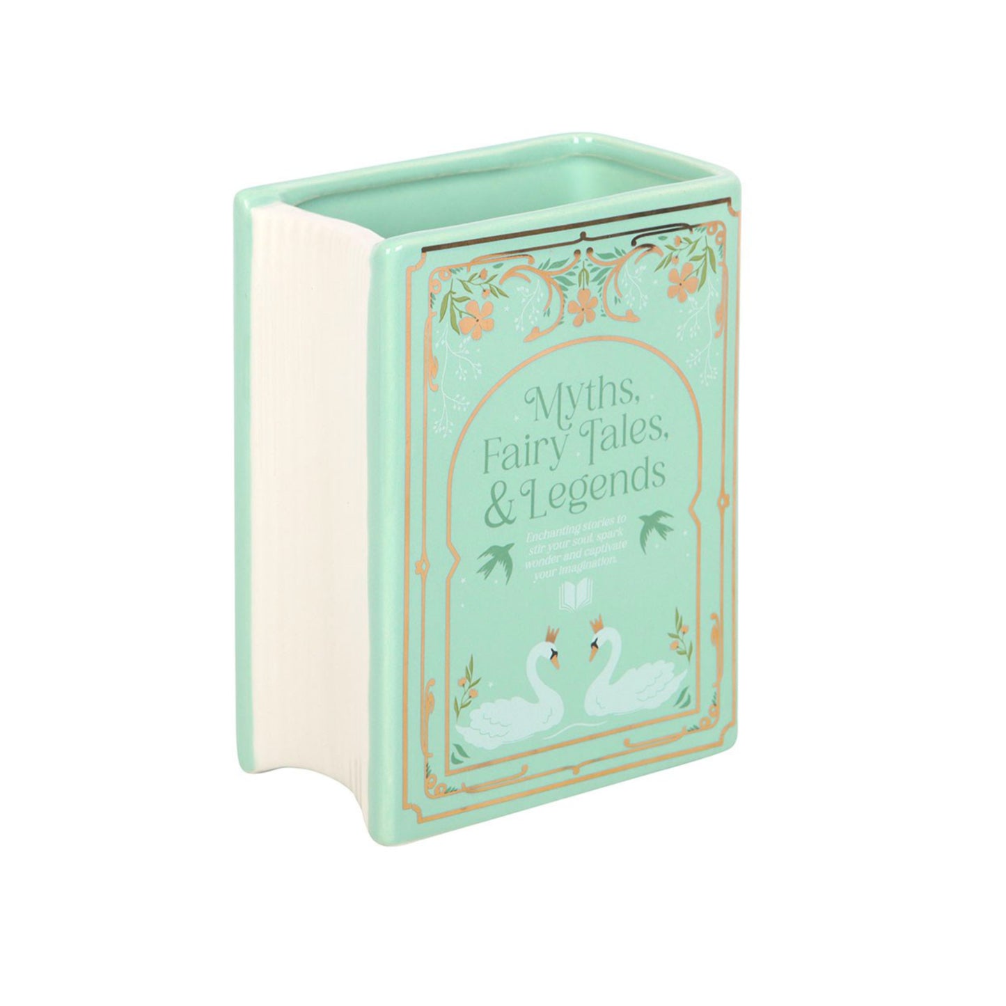 Green Book Shaped Flower Vase - Ceramic Flower Vase