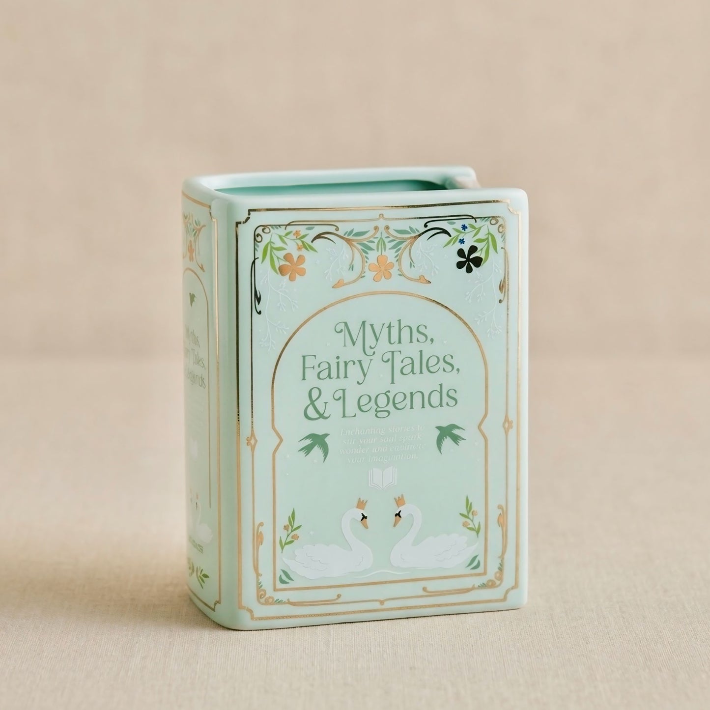 Green Book Shaped Flower Vase - Ceramic Flower Vase