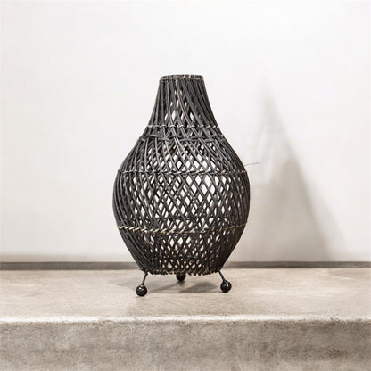 Bohemian Rattan Table Lamp - Rustic Bedside Table Lamp - Desktop Lamps