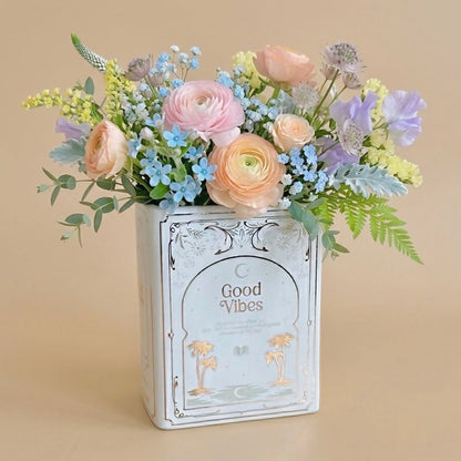 White Book Shaped Flower Vase - Flower Gifts for Mum
