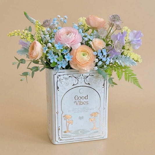 White Book Shaped Flower Vase - Flower Gifts for Mum