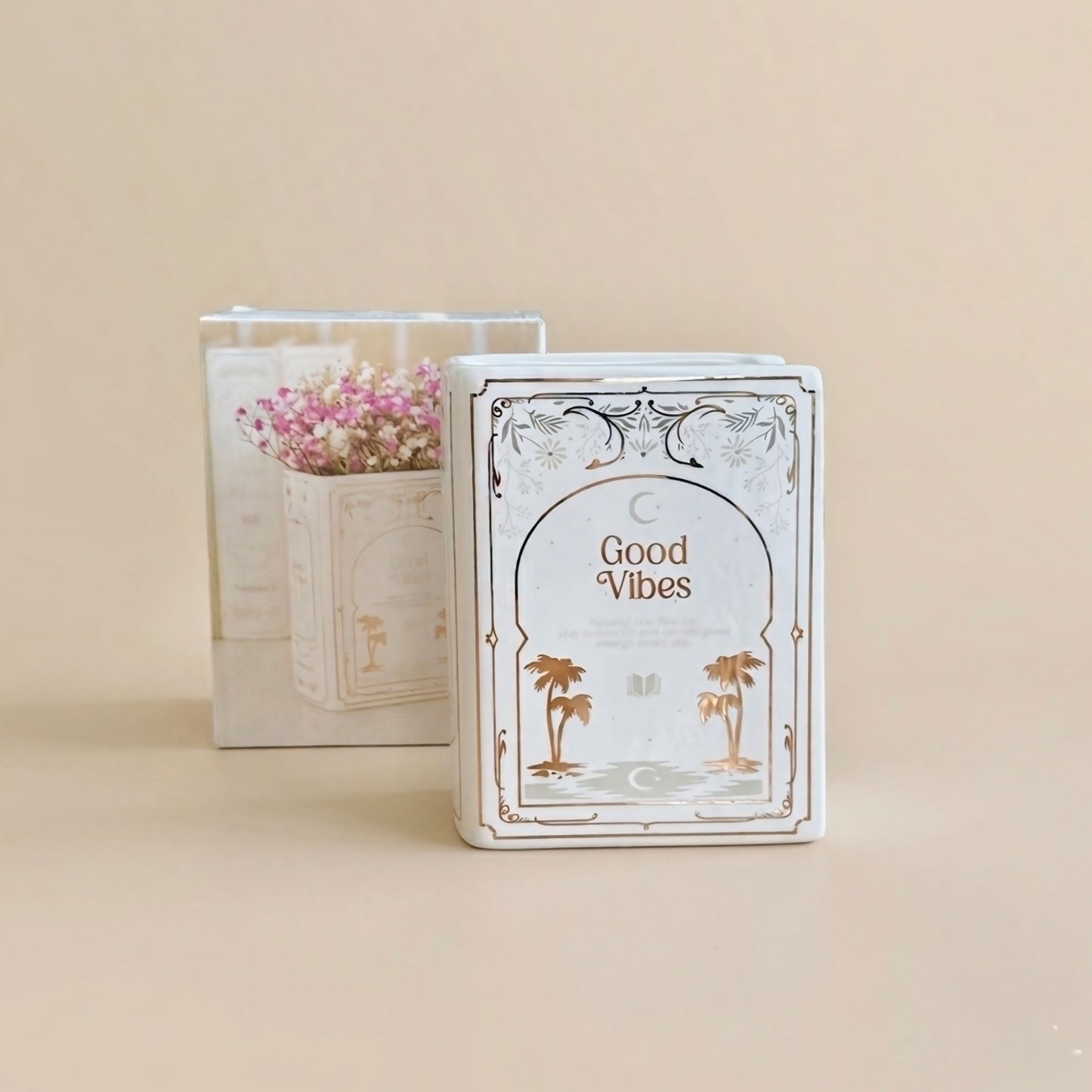 White Book Shaped Flower Vase - Flower Gifts for Mum