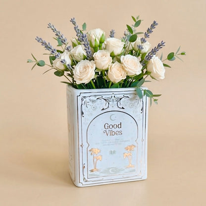 White Book Shaped Flower Vase - Flower Gifts for Mum