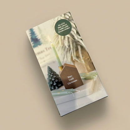 24 Christmas Advent Candles with Wooden Advent Calendar Candle Holder