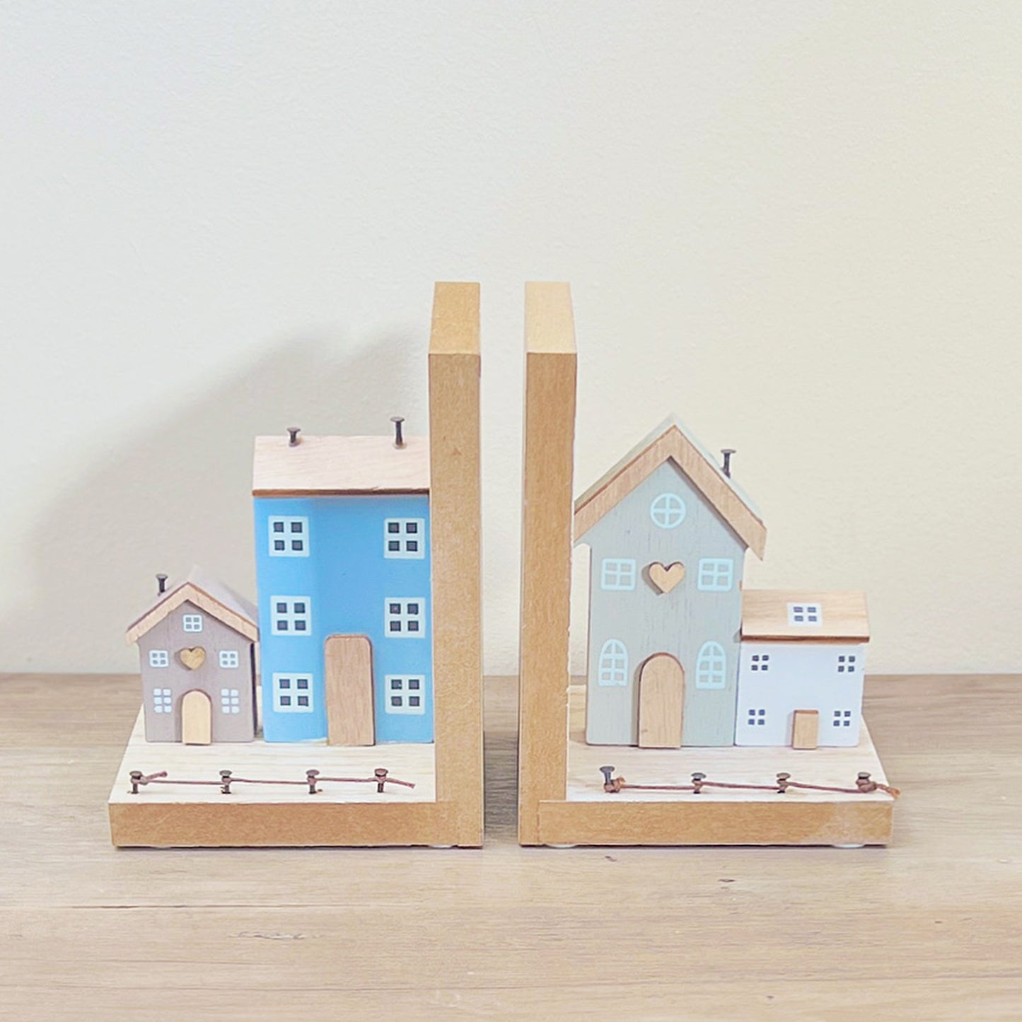 Amsterdam Canal House Inspired Wooden Bookend Pair