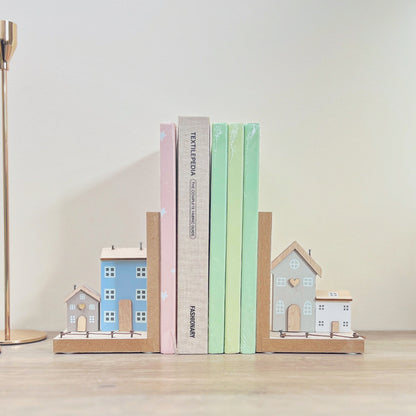 Amsterdam Canal House Inspired Wooden Bookend Pair