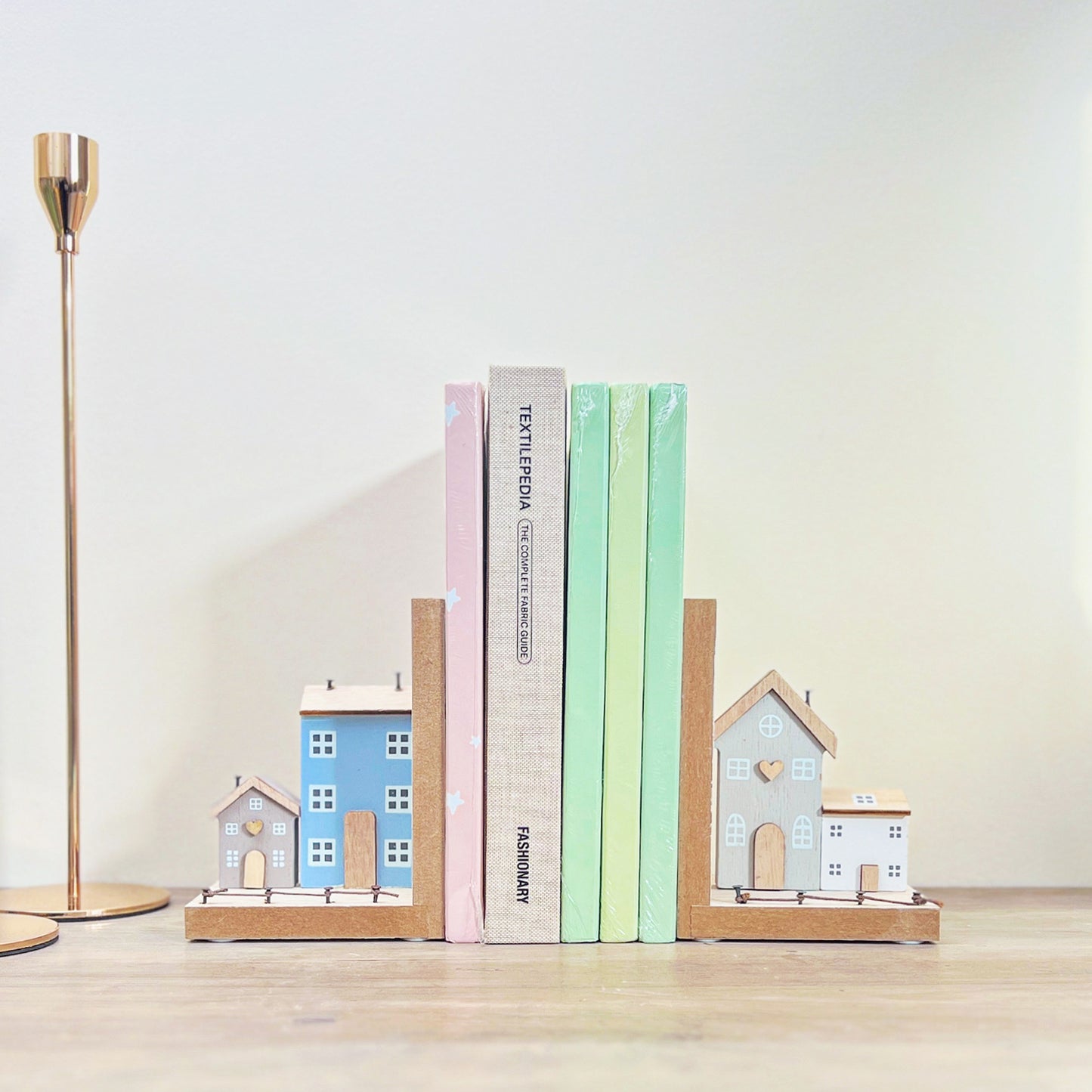 Amsterdam Canal House Inspired Wooden Bookend Pair