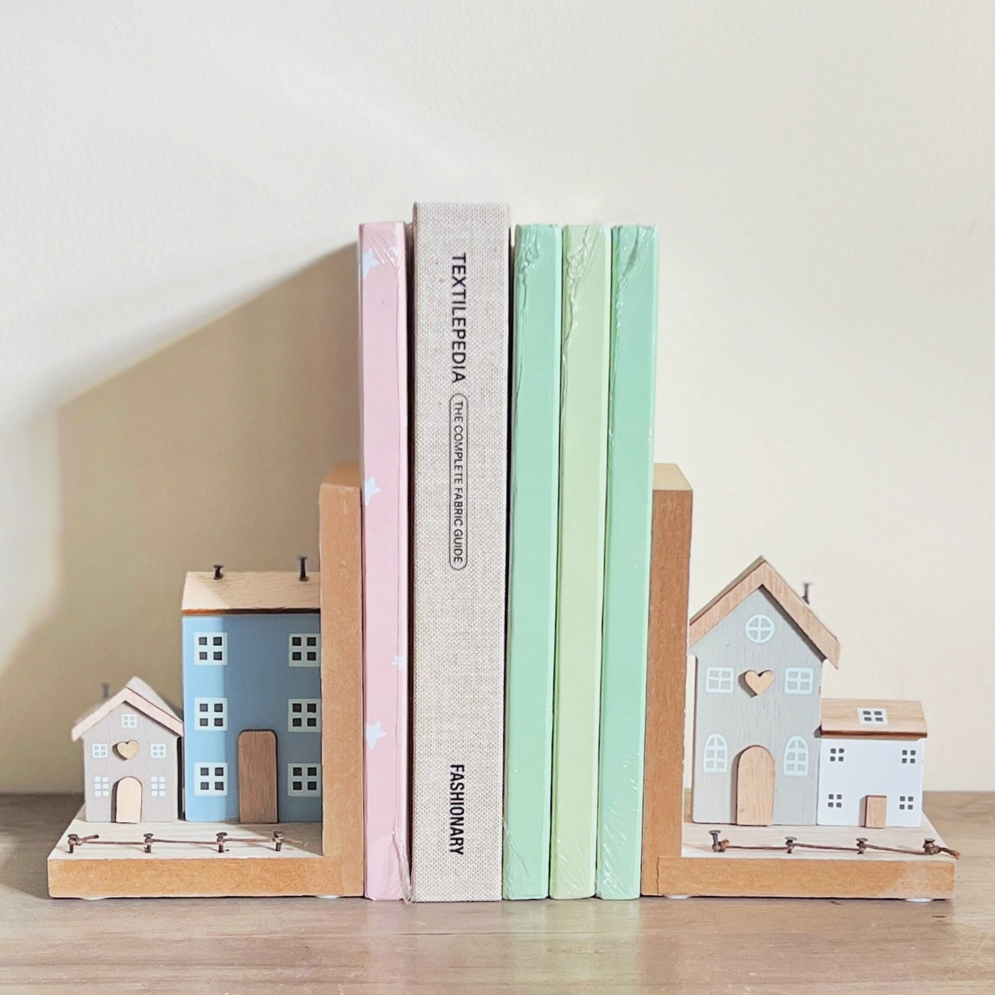 Amsterdam Canal House Inspired Wooden Bookend Pair