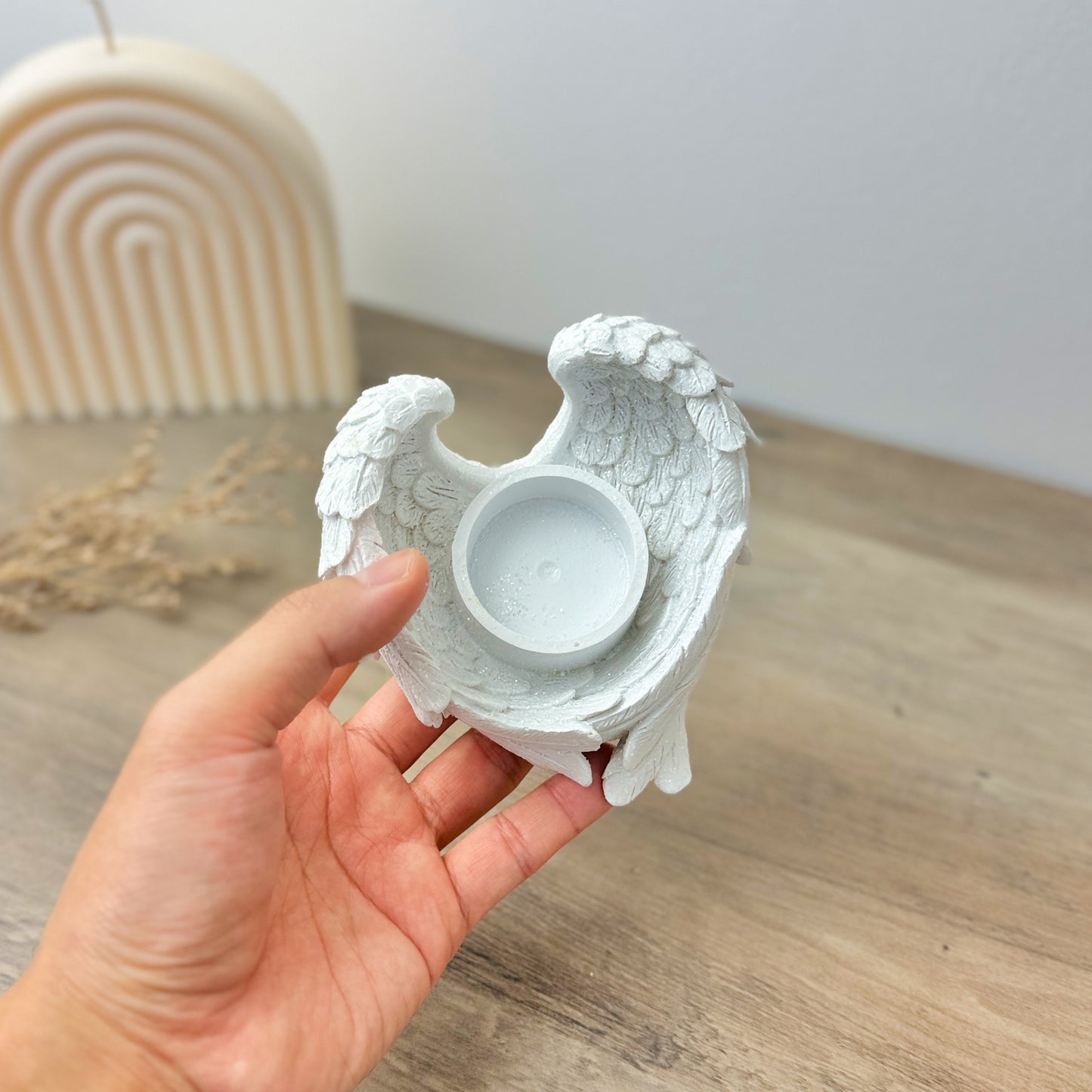 White Angel Wing Votive Holder - Angel Wing Tealight Holder - Candle Holder Remembrance Gift