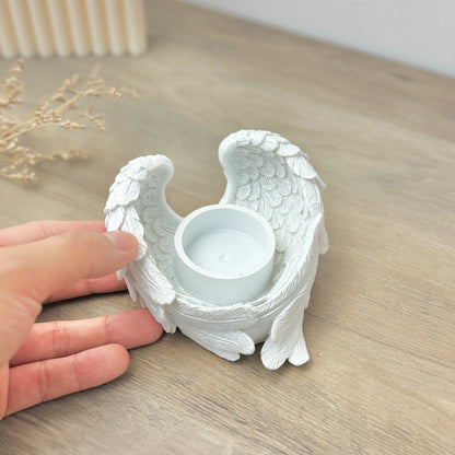 White Angel Wing Votive Holder - Angel Wing Tealight Holder - Candle Holder Remembrance Gift