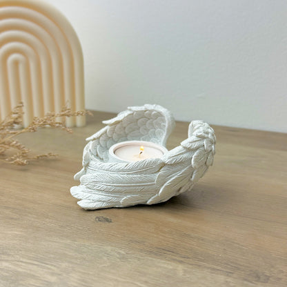 White Angel Wing Votive Holder - Angel Wing Tealight Holder - Candle Holder Remembrance Gift