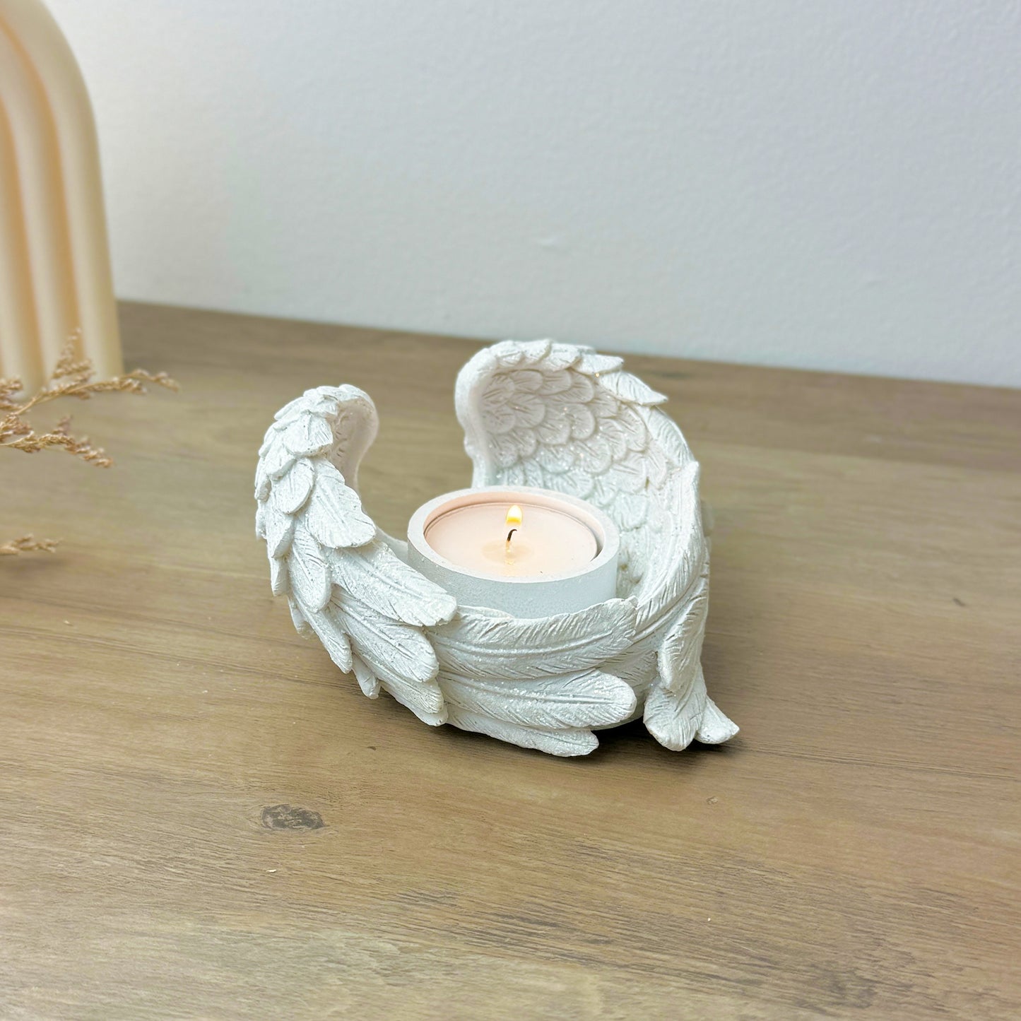 White Angel Wing Votive Holder - Angel Wing Tealight Holder - Candle Holder Remembrance Gift