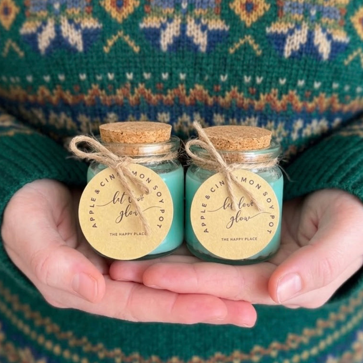 Apple and Cinnamon Soy Wax Candles - Vegan Soy Candles in Glass Pots - Christmas Candles