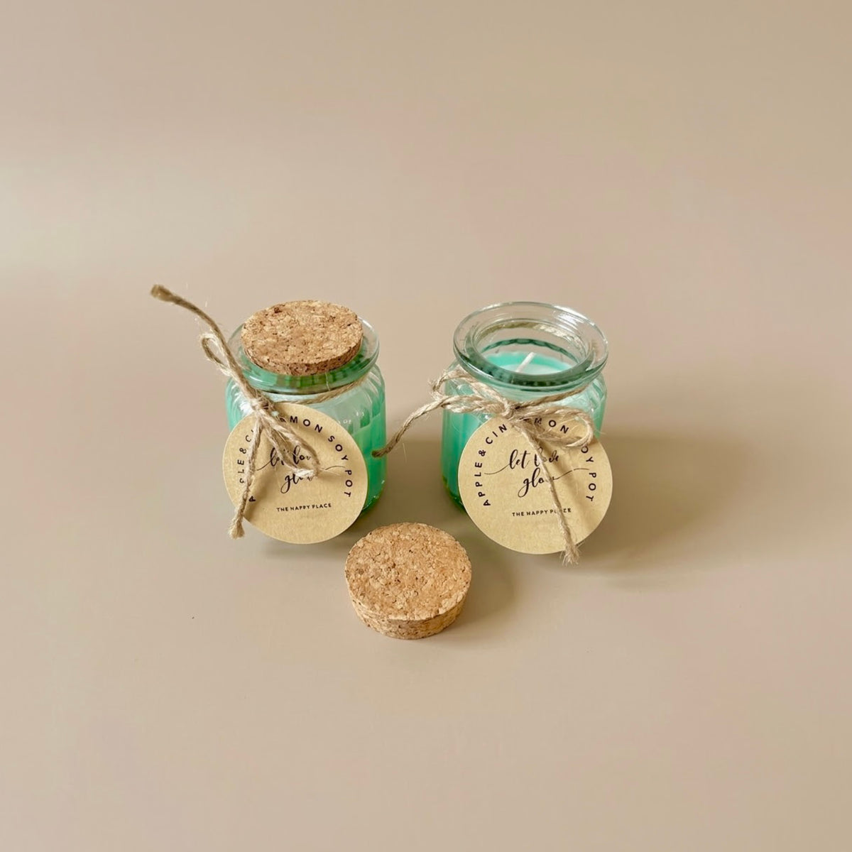Apple and Cinnamon Soy Wax Candles - Vegan Soy Candles in Glass Pots - Christmas Candles