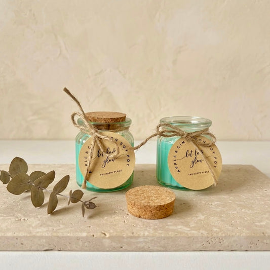 Apple and Cinnamon Soy Wax Candles - Vegan Soy Candles in Glass Pots - Christmas Candles