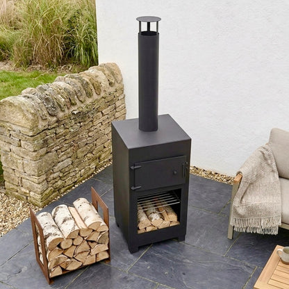 Outdoor Pizza Oven and Patio Heater - Black Garden Heater
