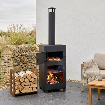 Outdoor Pizza Oven and Patio Heater - Black Garden Heater