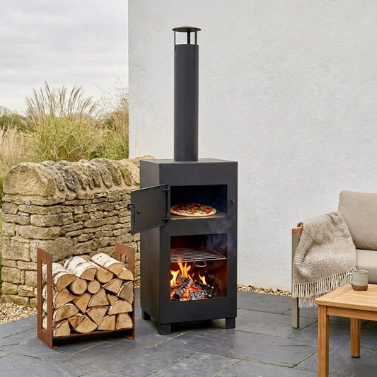 Outdoor Pizza Oven and Patio Heater - Black Garden Heater