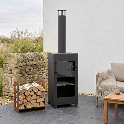 Outdoor Pizza Oven and Patio Heater - Black Garden Heater