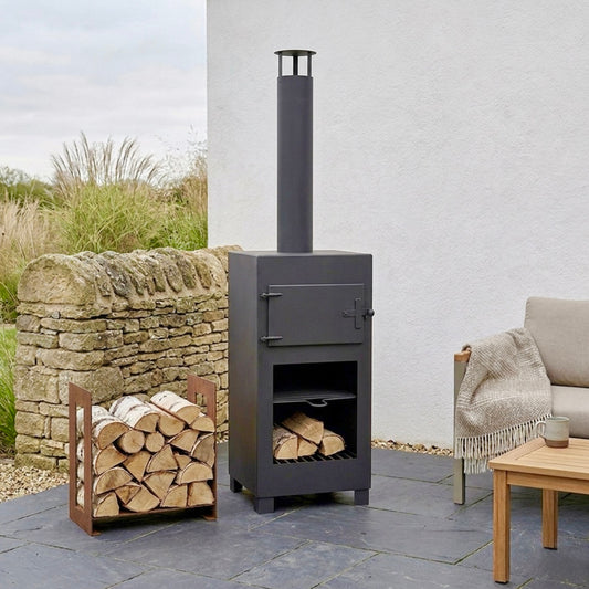 Outdoor Pizza Oven and Patio Heater - Black Garden Heater