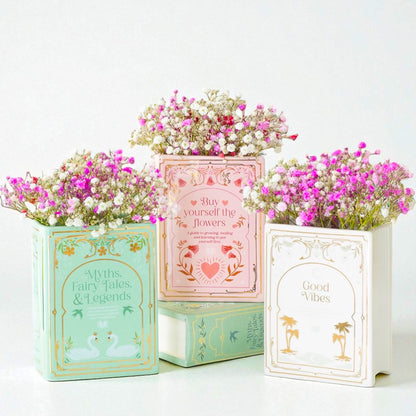 White Book Shaped Flower Vase - Flower Gifts for Mum