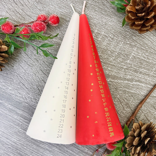 Christmas Advent Calendar Candle - Advent Candles - Red Christmas Candle