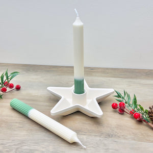 Green and White Two Tone Christmas Dinner Candles - Christmas Candlesticks