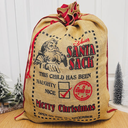 Children's Christmas Sack - Jute Christmas Gift Sack - Traditional Christmas Present Sack