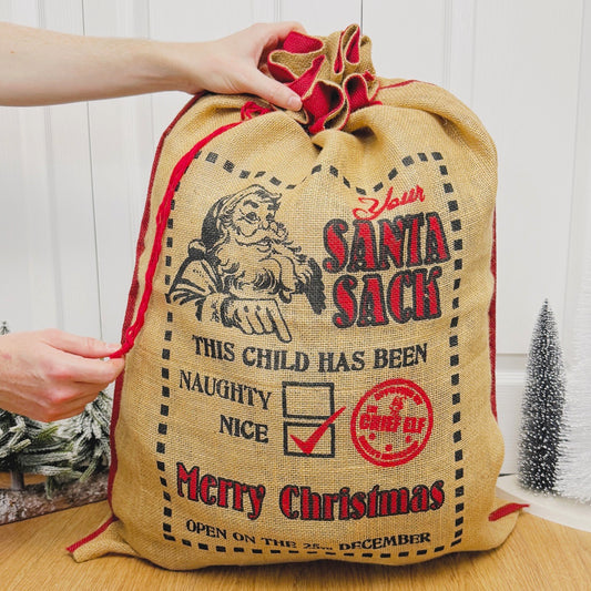 Children's Christmas Sack - Jute Christmas Gift Sack - Traditional Christmas Present Sack