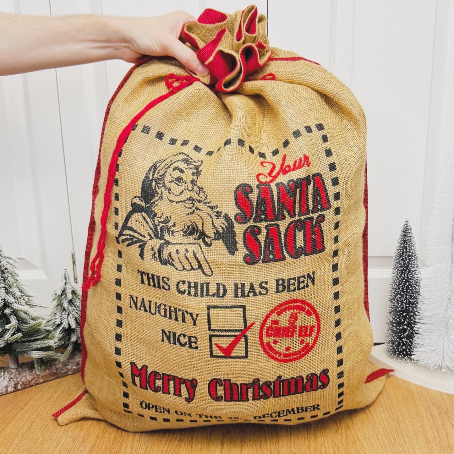 Children's Christmas Sack - Jute Christmas Gift Sack - Traditional Christmas Present Sack