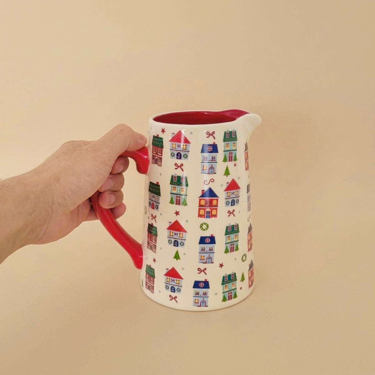 Traditional Christmas Village Flower Vase - Christmas Gift for Her